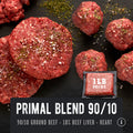 Grass-fed Ground Beef with Organ Meat, Ancestral Blend. Primal Blend Regenerative Ground Beef with Beef Heart and Beef Liver, REP Provisions 90/10 Primal Blend Meat Box Delivery.