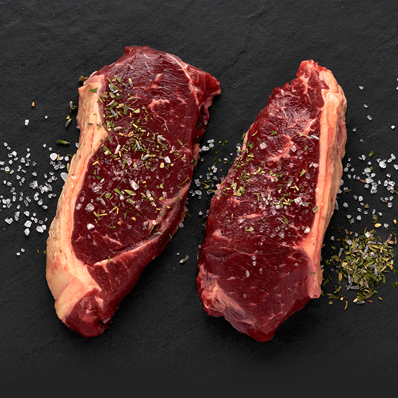 Grass fed Beef NY Strip Steaks