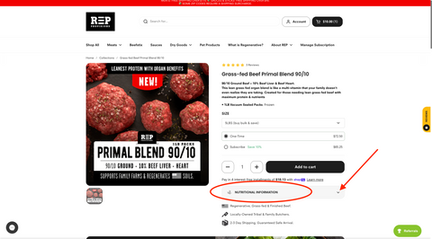 What are the Nutrition Facts for our Products?