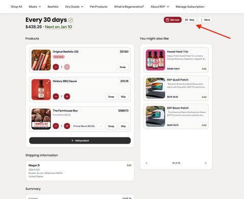How do I skip my subscription?