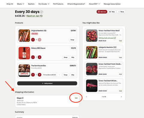How do I update my address on my subscription?